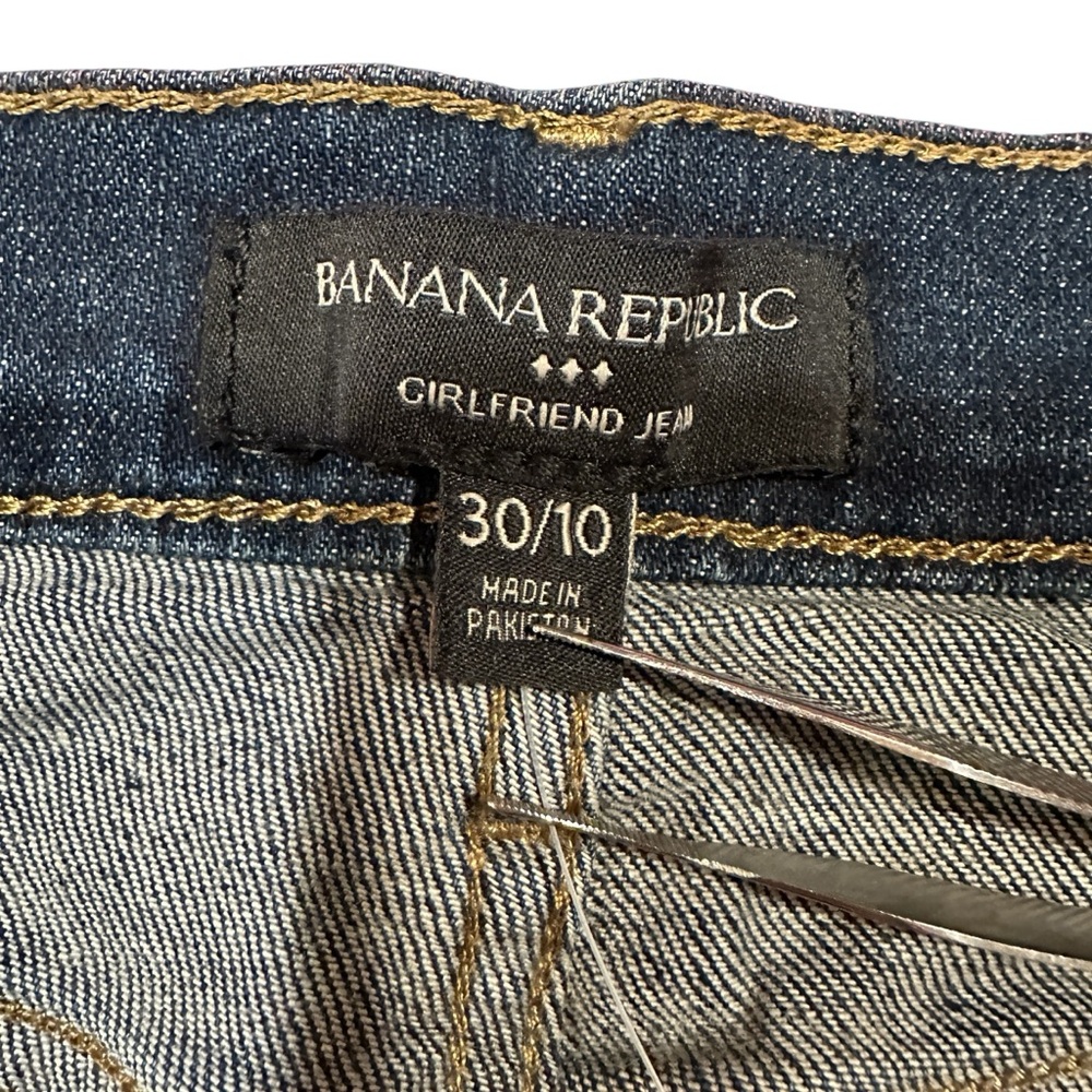 NWT BANANA REPUBLIC Girlfriend Jeans Dark Wash Blue Size 30/10 Cuffed Hems - Picture 5 of 10
